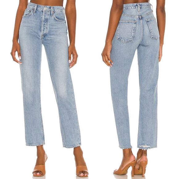 AGOLDE 90s Pinch Waist Soundwave High Rise Straight Jeans Women’s Size 25 Cotton - Picture 1 of 7